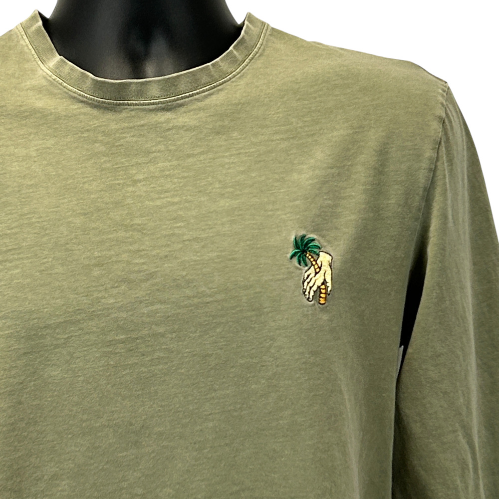 T-Bar x Cotton On T Shirt Unisex S Small Green Hand Palm Tree Long Sleeve Tee